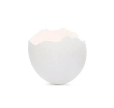 Piece of cracked eggshell isolated on white Foto stock