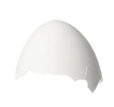 Piece of cracked eggshell isolated on white Foto stock