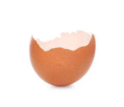 Piece of cracked eggshell isolated on white Foto stock