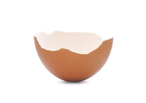 Piece of cracked eggshell isolated on white Foto stock