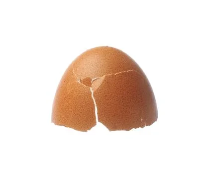 Piece of cracked eggshell isolated on white Foto stock