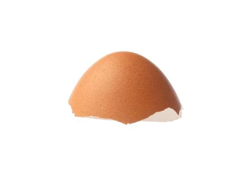 Piece of cracked eggshell isolated on white Foto stock