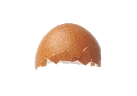 Piece of cracked eggshell isolated on white Foto stock