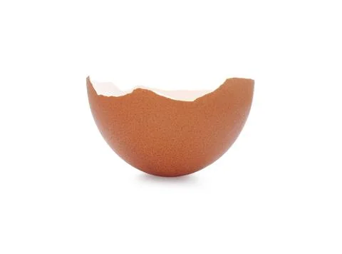 Piece of cracked eggshell isolated on white Foto stock