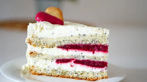 A piece of delicious cake Stock Footage 155591033