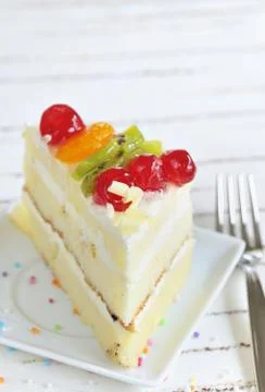 Piece of delicious cake Stock Photos