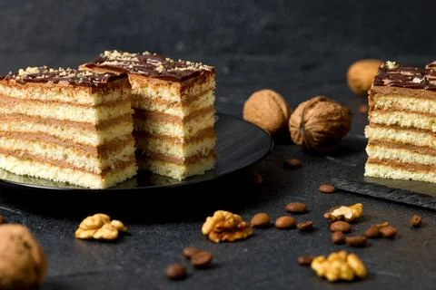 A piece of Dobosh cake Foto stock