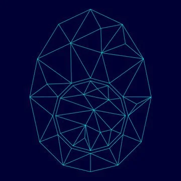 Piece egg low poly triangulation triangulated polygonal electric cyan blue vi Stock Illustration