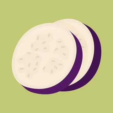 A piece of eggplant isolated on background. Flat vector illustration Stock Illustration