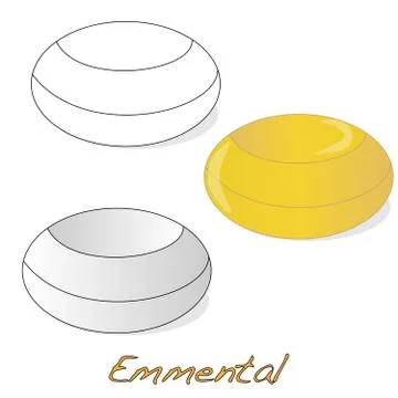 A piece of emmental cheese on white background. Dairy product, attribute of h Stock Illustration