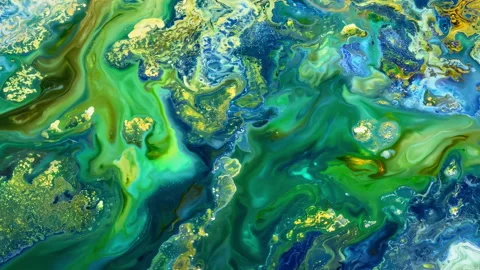 This piece features Colorful Abstract Fluid Art composed of beautiful Green and Stock Footage 305842053