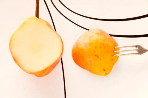 Piece of fresh pear Stock Photos