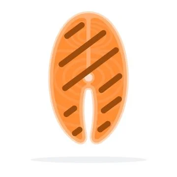 A piece of grilled salmon vector flat isolated Stock Illustration