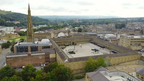 The Piece Hall, Halifax by Drone Stock Footage 211404086