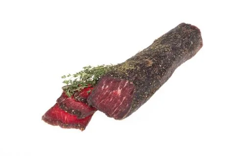 Piece Of Ham On White Stock Photos