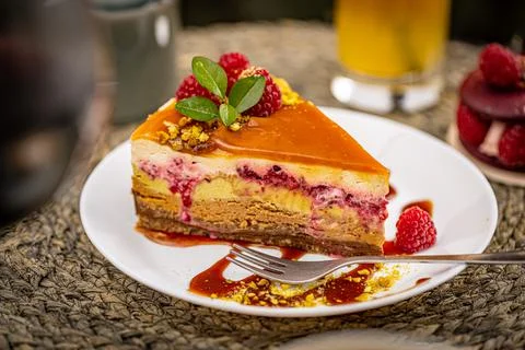 Piece of layered cake Stock Photos