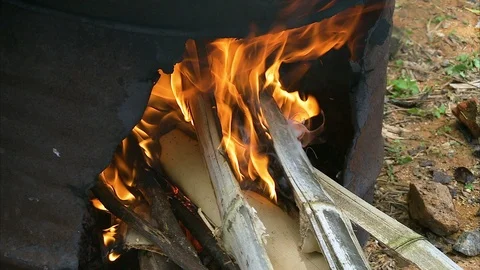 Piece of meat being cooked in wok Stock Footage 89071235