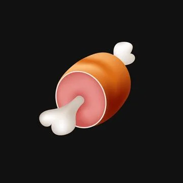 Piece of meat with bone emoji vector Stock Illustration