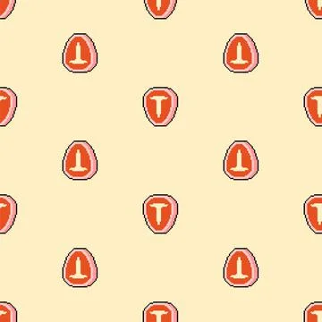 Piece of meat pixel art pattern seamless. Raw chop 8 bit background. pixelate 스톡 일러스트