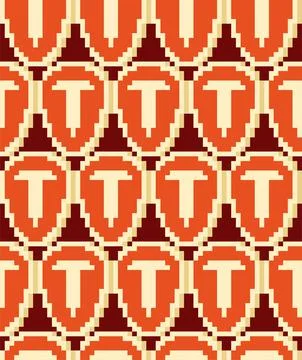 Piece of meat pixel art pattern seamless. Raw chop 8 bit background. pixelate 스톡 일러스트