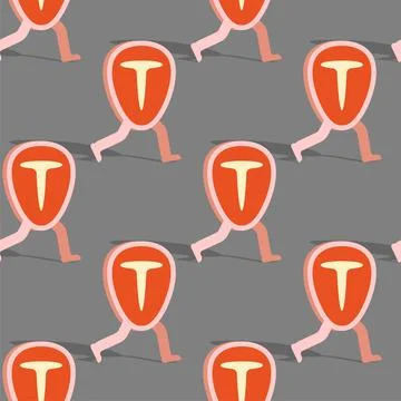 Piece of meat run pattern seamless. Raw chop running background. Meat deliver 스톡 일러스트