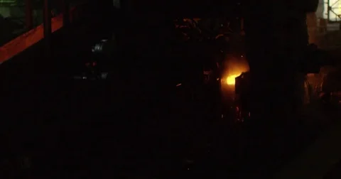 Piece of Metal Being Transported on Foundry Stock Footage 81005737