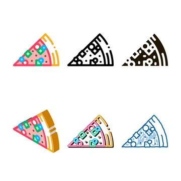 Piece of minimal pizza icon vector outline 스톡 일러스트