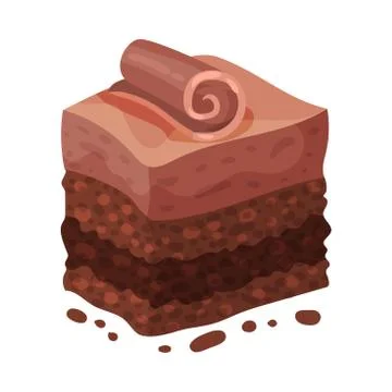 Piece of multi-layer cake. Vector illustration on a white background. Stock Illustration