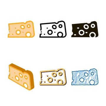 Piece multistyle cheese icon vector outline Stock Illustration