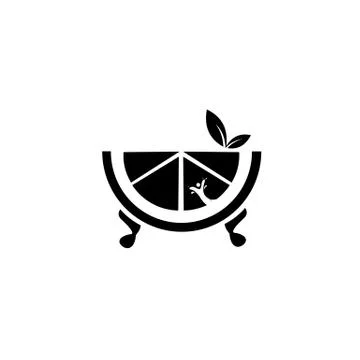 Piece of orange, creative design fruit logo vector illustration minimal flat Stock Illustration