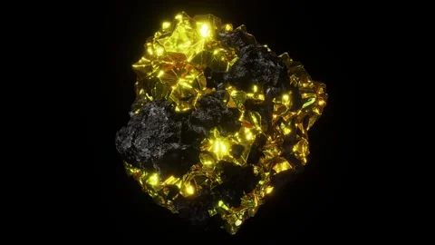 Piece of ore or rock with shining precious pure gold inclusions in UHD Stock Footage 266217751