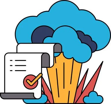 A piece of paper with a check mark on it is next to a large cloud of broccoli Stock Illustration