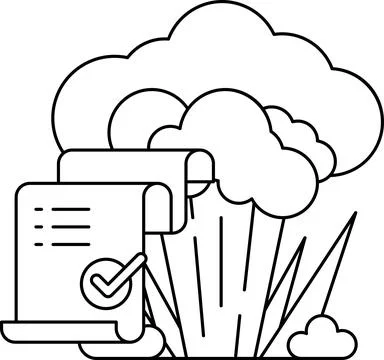 A piece of paper with a check mark on it is next to a large cloud of broccoli Stock Illustration