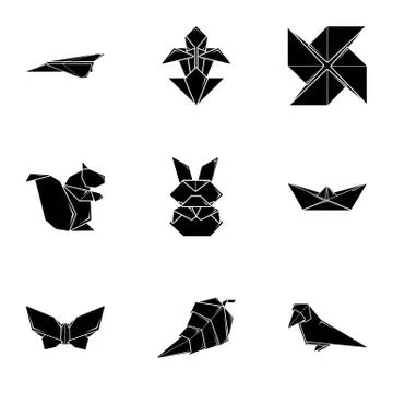 Piece of paper icons set, simple style Stock Illustration