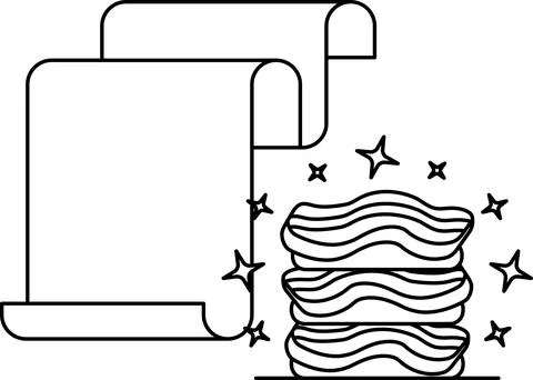 A piece of paper with a stack of bacon on top of it Stock Illustration