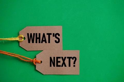 A piece of paper with a string saying whats next. Empty space for text Stock Photos