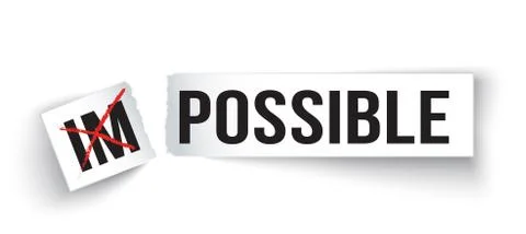 Piece of paper with word  impossible change to possible Stock Illustration