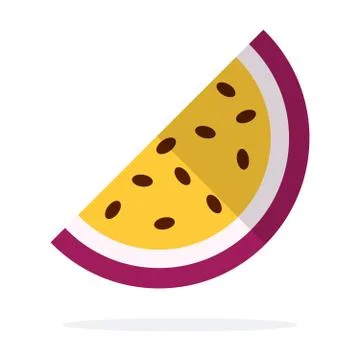 A piece of passion fruit flat isolated Stock Illustration