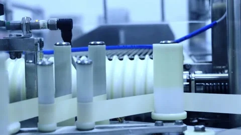 Piece of pharmaceutical equipment during technology process, selective focus Stock Footage 103704025
