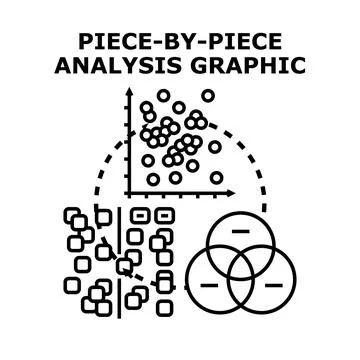 Piece by piece data analysis graphic processing information Illustrazione stock