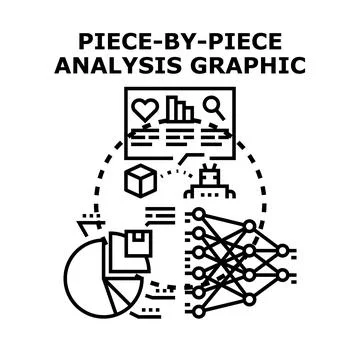 Piece by piece data analysis process graphic Stock Illustration