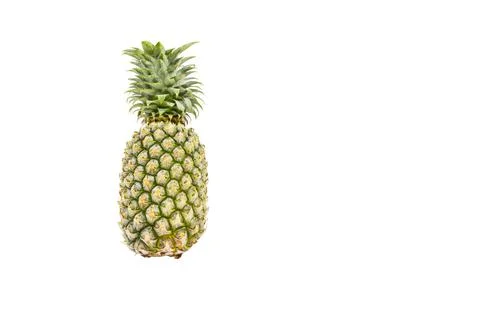 A piece of pineapple against a white background. Stock Photos