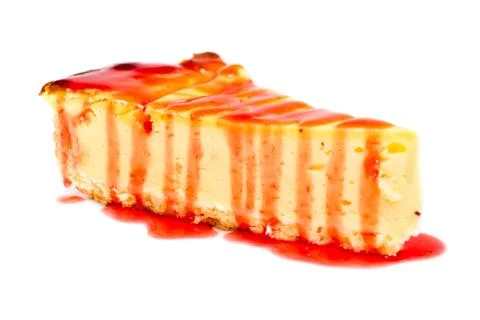 Piece of pineapple cake cream isolated on white Stock Photos