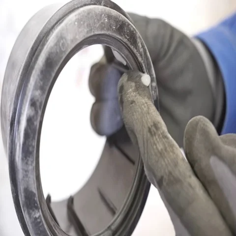 Piece of pipe getting lubricated Stock Footage 69281456