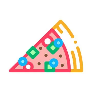 Piece Of Pizza Icon Vector Outline Illustration 스톡 일러스트
