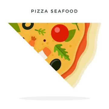 Piece of pizza with seafood vector flat isolated Stock Illustration
