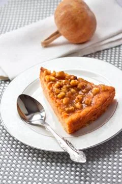 Piece of pumpkin pie with walnuts Stock Photos