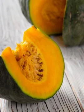 A piece of pumpkin on the table Stock Photos