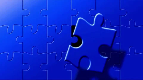 Piece of the puzzle connects with the rest creating the whole jigsaw. Animation Stock Footage 336248293
