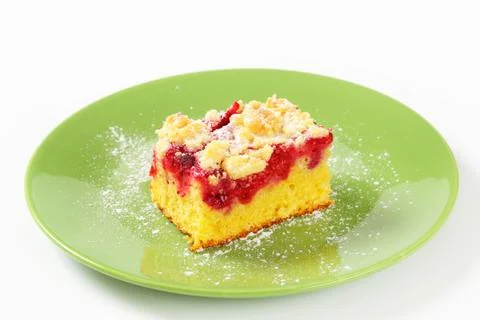 Piece of raspberry crumb cake Stock Photos